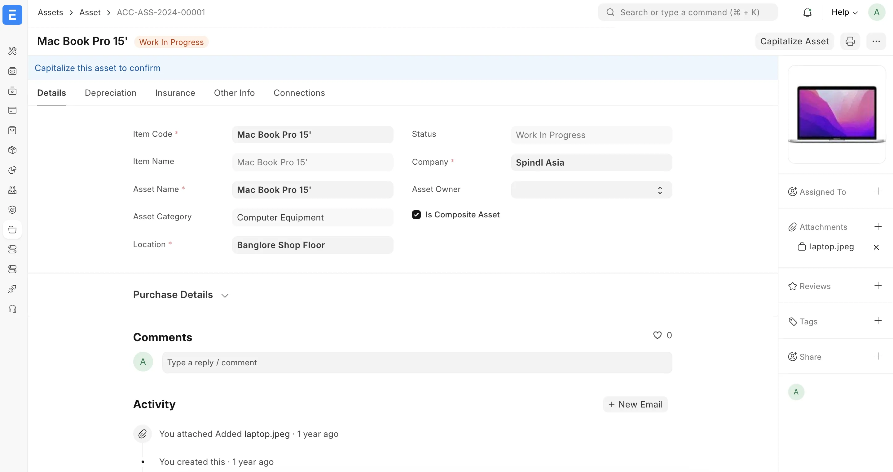 Asset Details (Work in Progress)